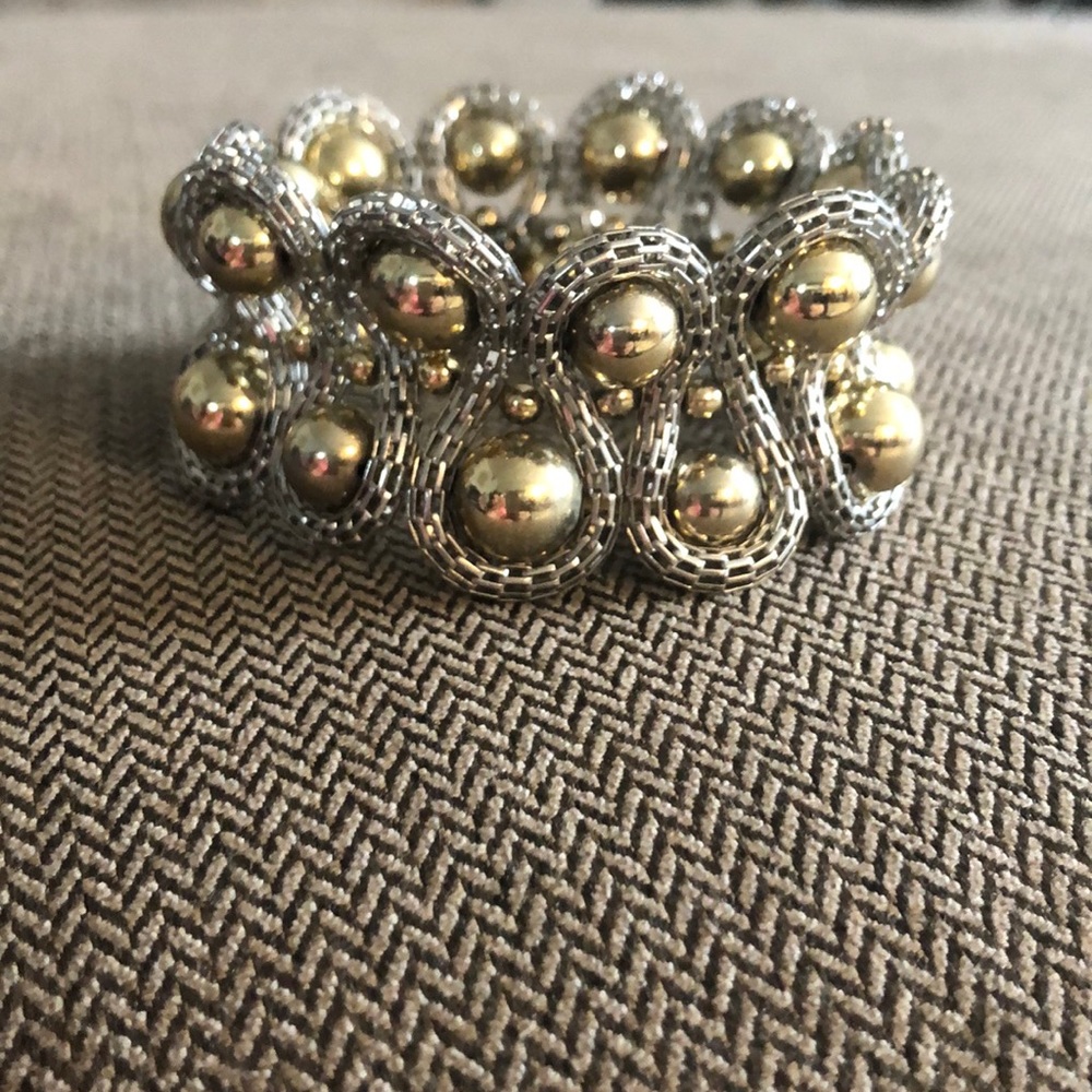 Snake stretchy gold and silver bracelet